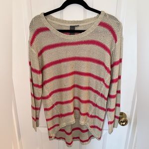 High low creme and pink sweater size medium